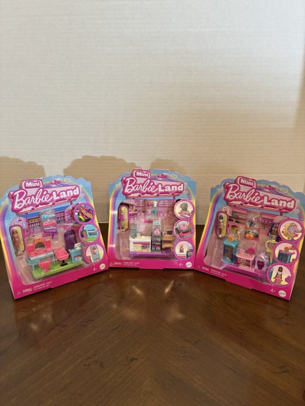 Mini Barbie Land Set Of Three Includes Salon, Bakery, And Pet Shop Play Sets